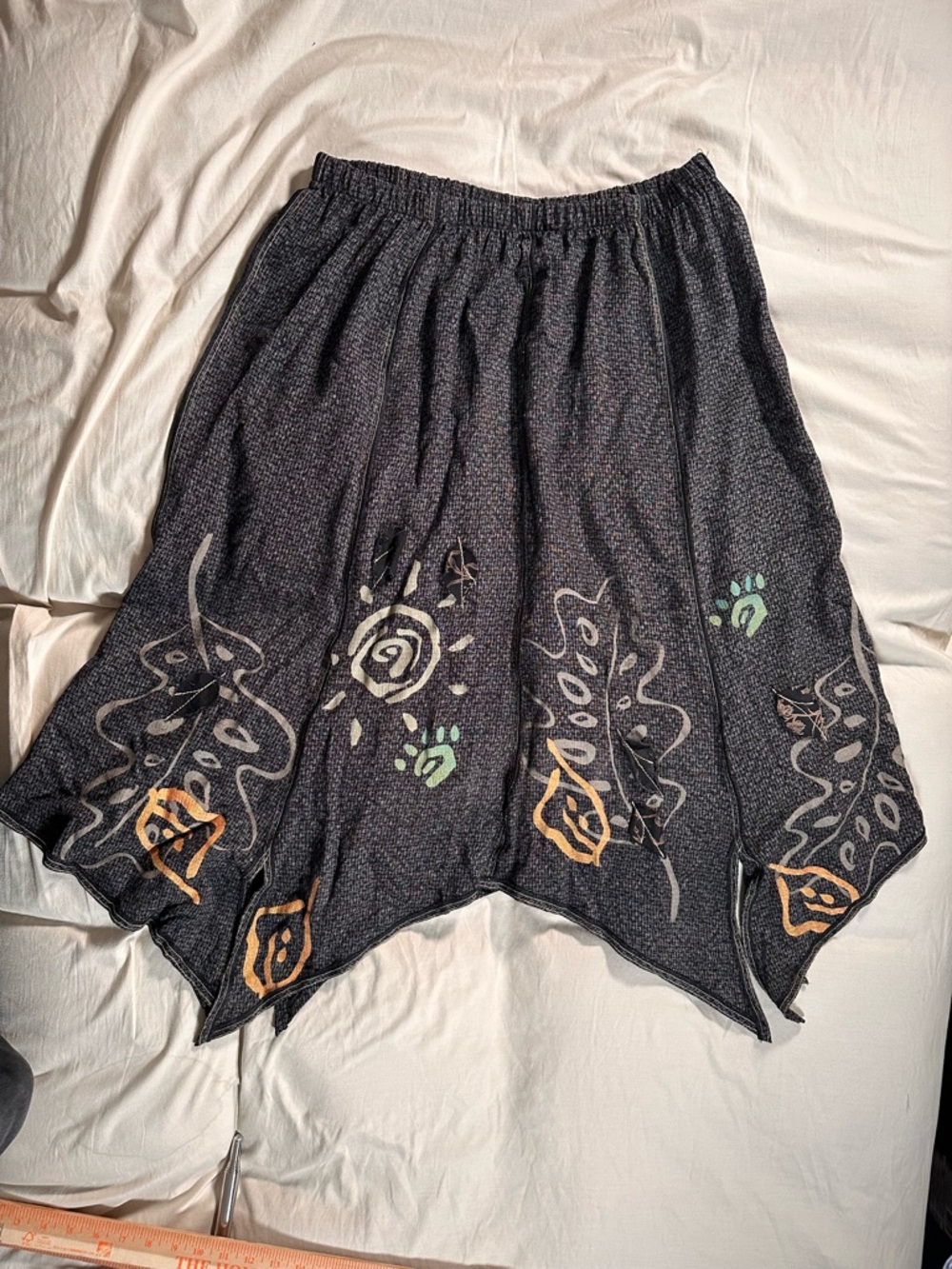 JGs Mad Lab CottageCore Grunge Retro Skirt XLarge Hippie Appliqué Boho Y2K Artsy